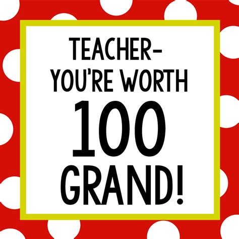 100 Grand Teacher Appreciation Printable